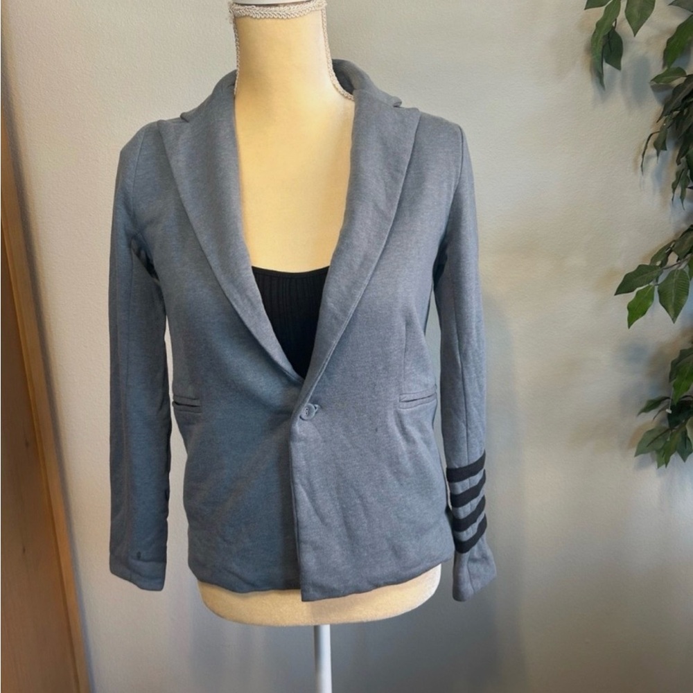 NEW Chaser Gray Black Striped Sleeve Blazer Sweatshirt Vintage Sz S LA Boutique